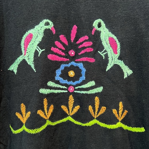 Jane Ashley Sweater S Embroidered Birds Floral Colorful Artsy Boho Eclectic Vtg - Picture 3 of 7